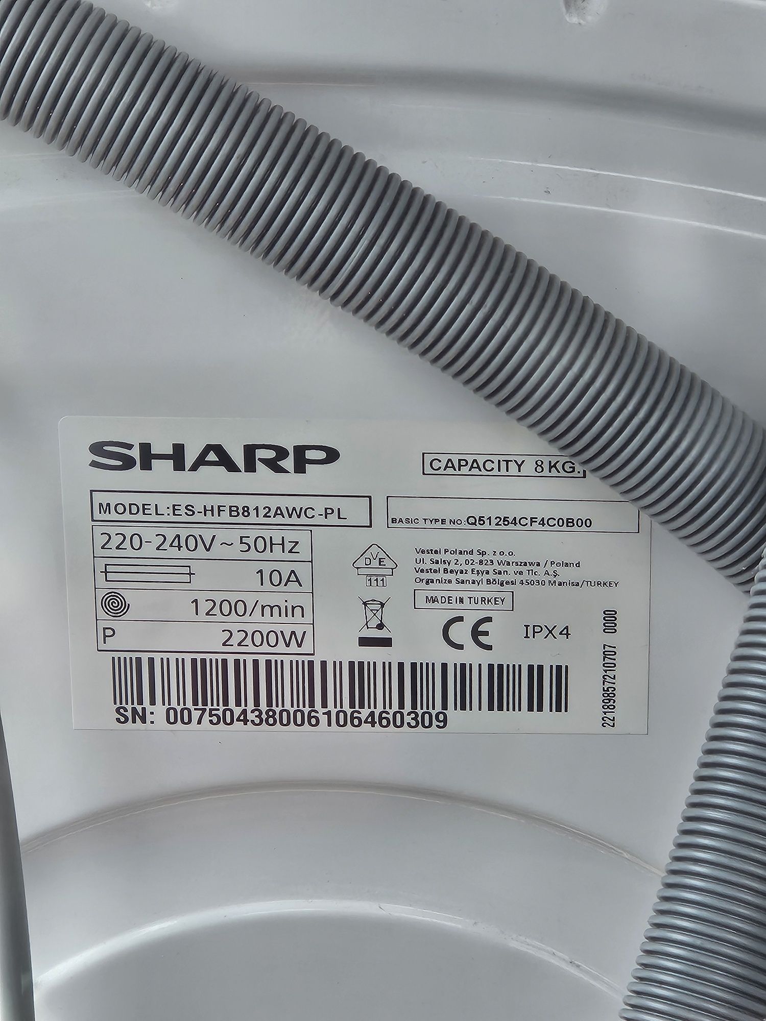 Pralka sharp es-hf biała uszkodzony krzyżak