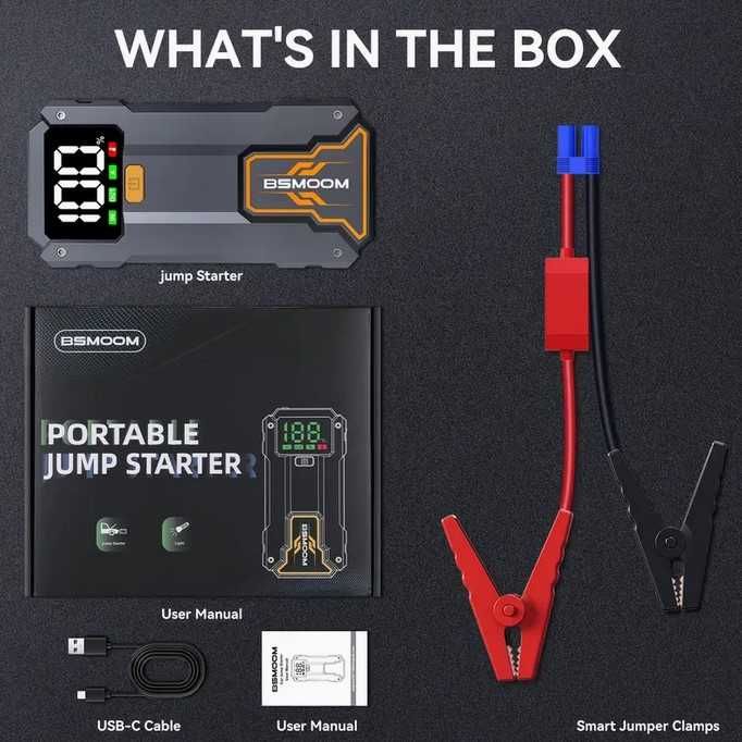 Powerbank Starter Booster BSMOOM B07 7000A z latarką i wskaźnikiem