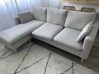 Sofá bege chaise long 3/4 lugares