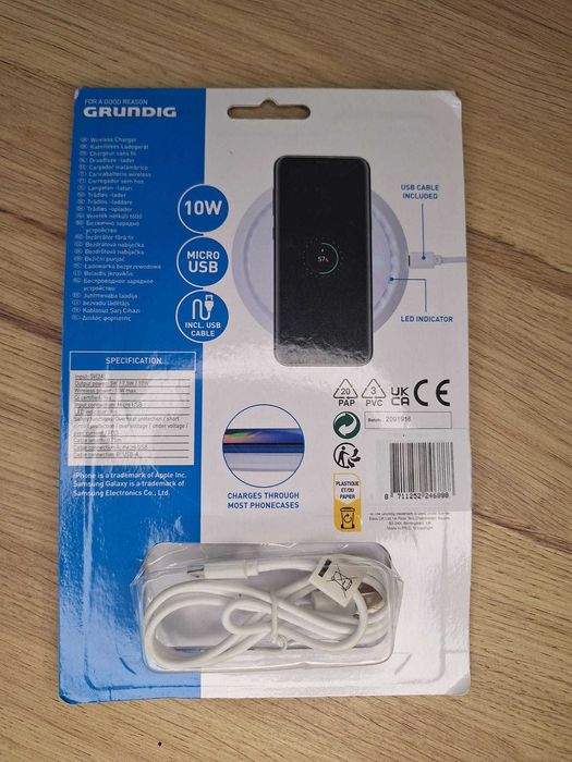 Grundig ładowarka bezprzewodowa Qi – 10W, z kablem micro USB