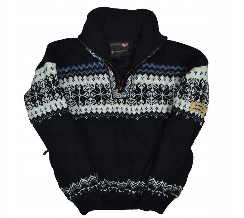 Windfjord Wełniany Sweter Kurtka Pullover Windproof M