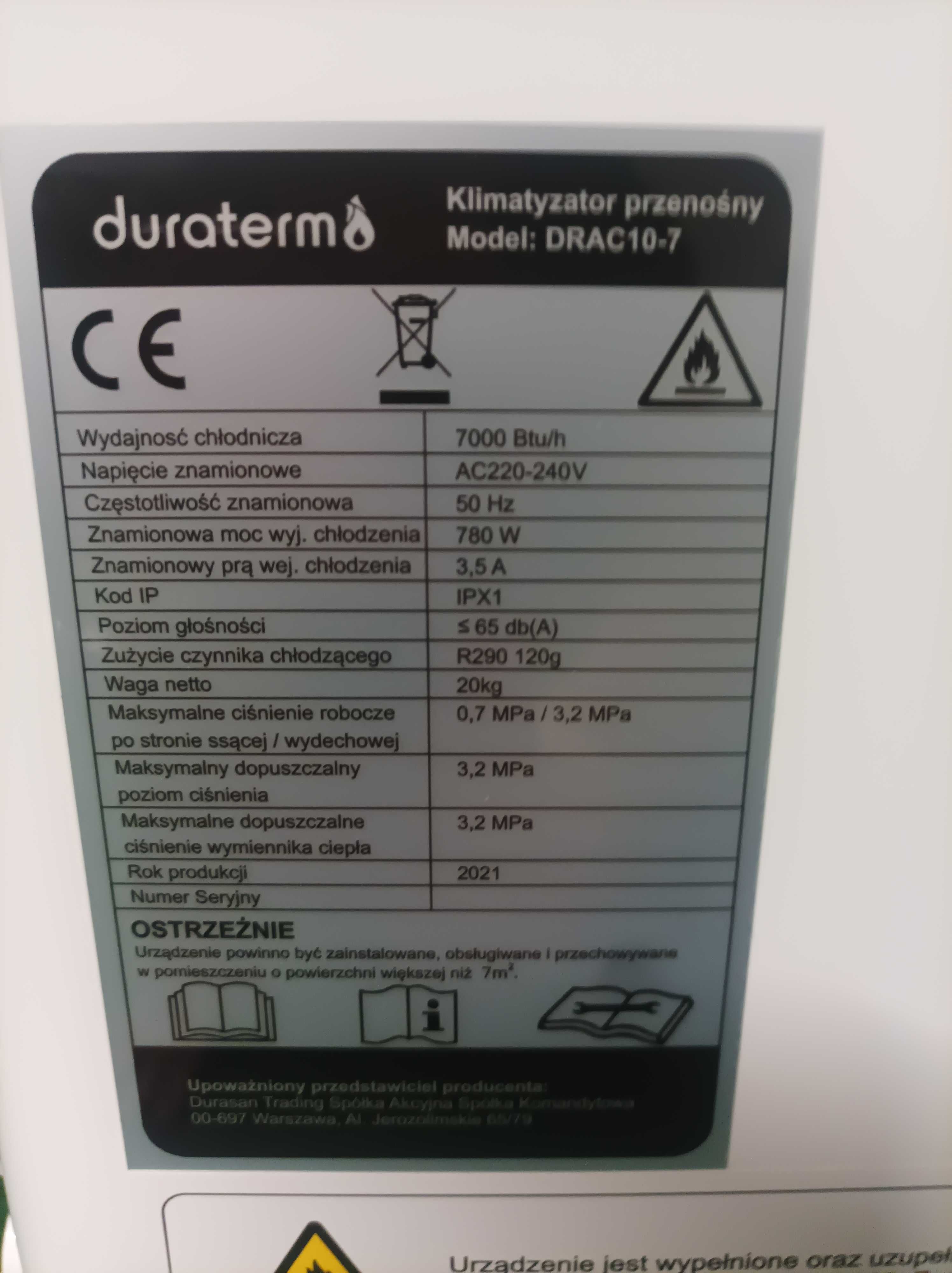 Klimatyzator z pilotem + fartuch na okno