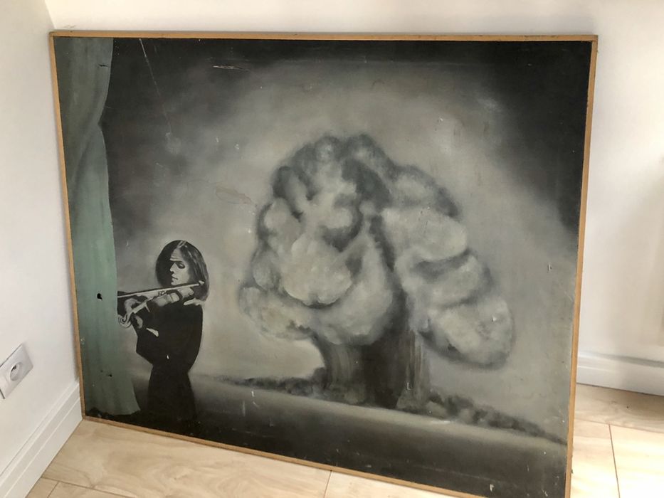 Stary duży obraz  olejny -  125cm x 105cm OKAZJA !