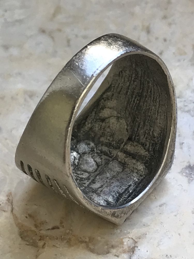 Vintage sygnet pierścionek obrączka masywny metalowy srebrny