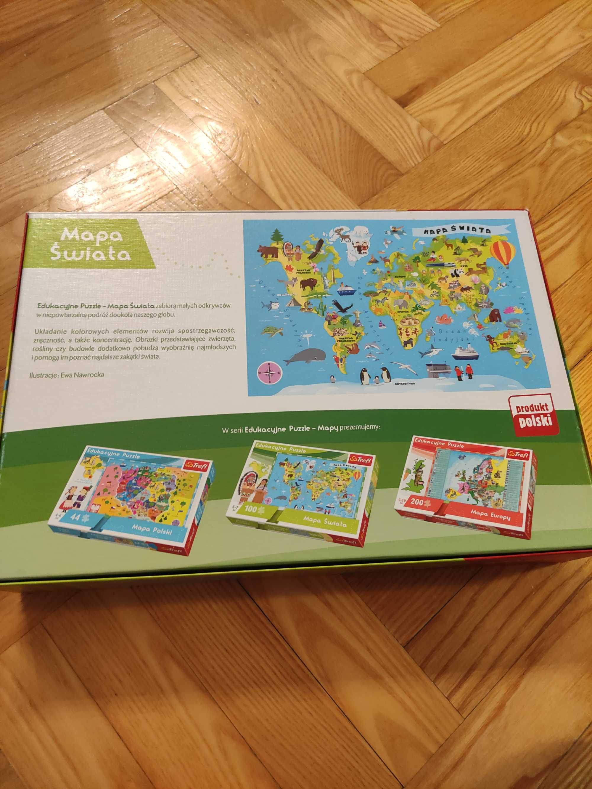 Puzzle Trefl, mapa świata 100 kawałków