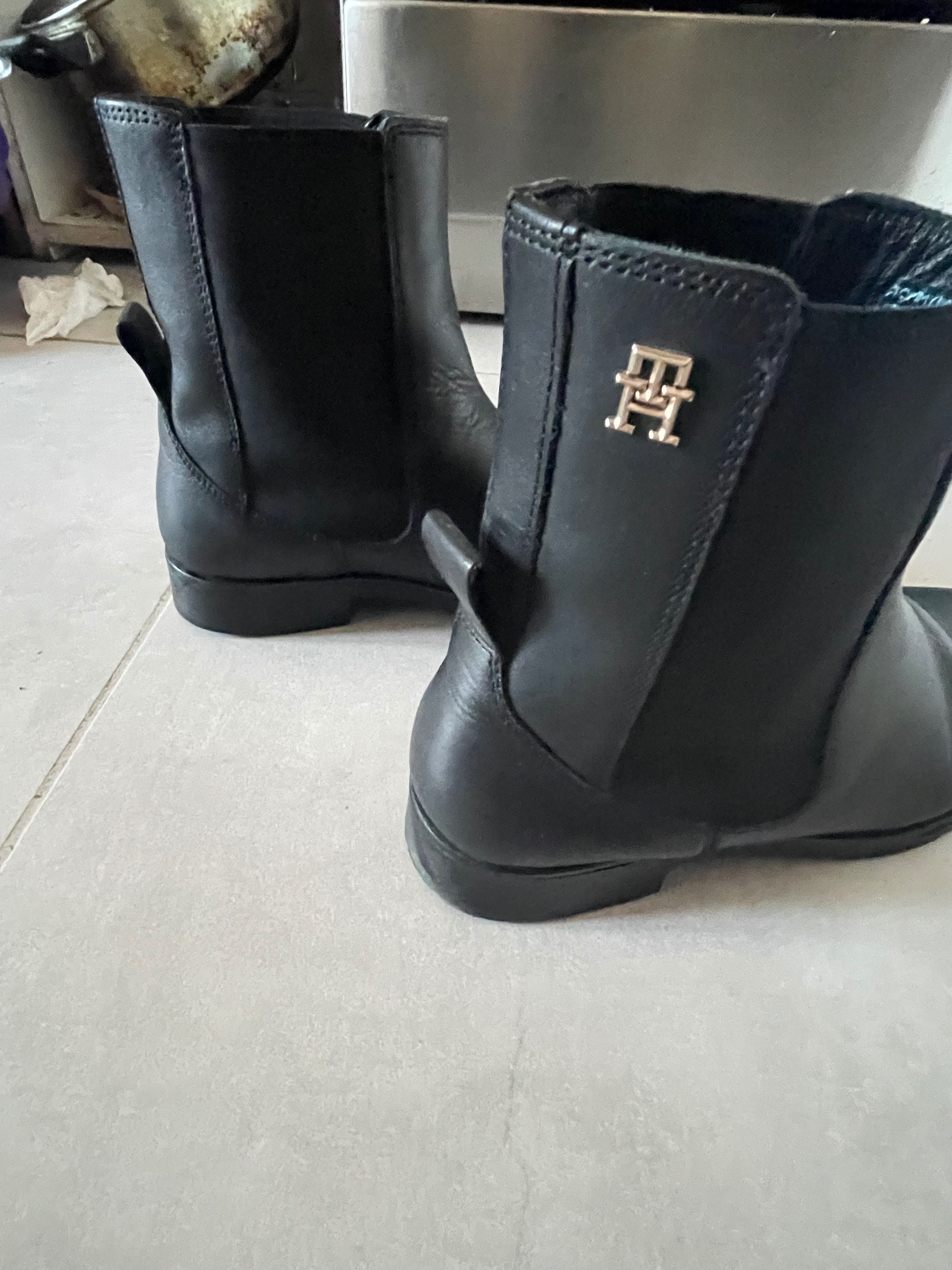 Botki Tommy Hilfiger 40 czarne skóra naturalna