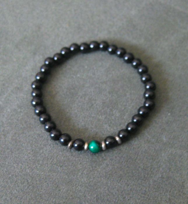 Pulseira Homen Contas Pretas c/ uma conta Colorida NOVO - 3 diferentes