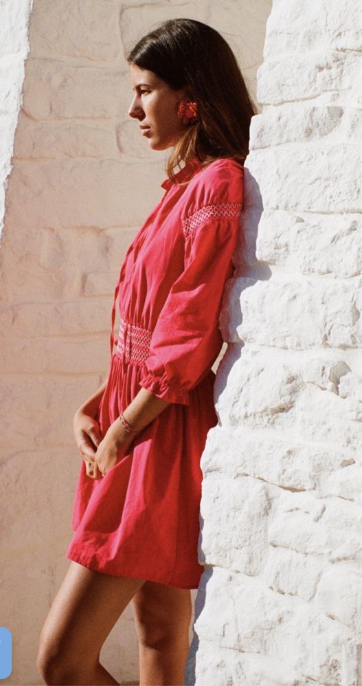 Сукня плаття ZARA рожева малинова міні вишивка коротке нова XS 34 Зара