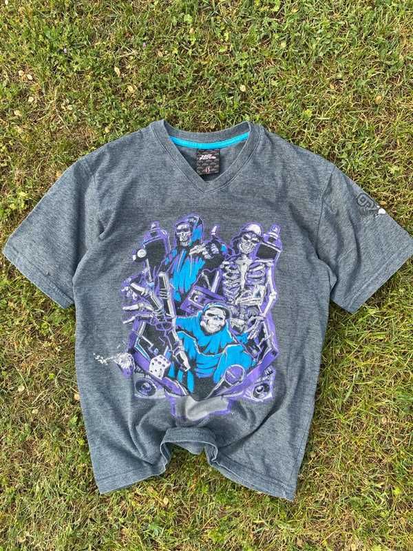 Koszulka z nadrukiem print No Fear affliction skull unisex szary