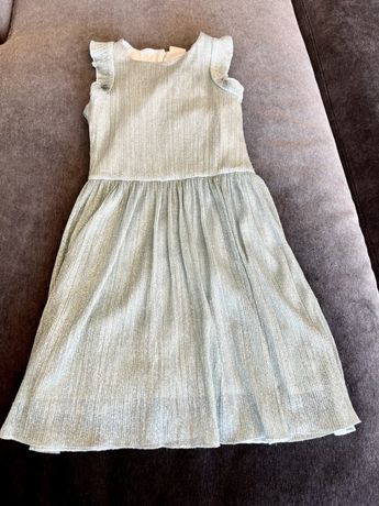Sukienka , suknia , Zara , 128 cm , 8 lat , brokatowa , zielona