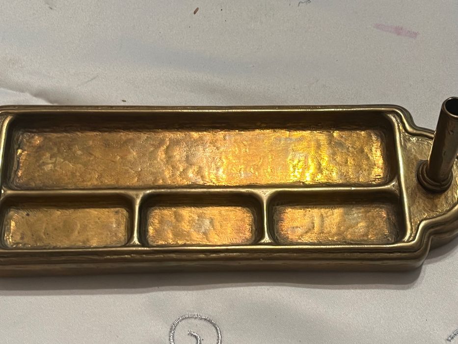 Vintage pen holder desk set made of brass.
