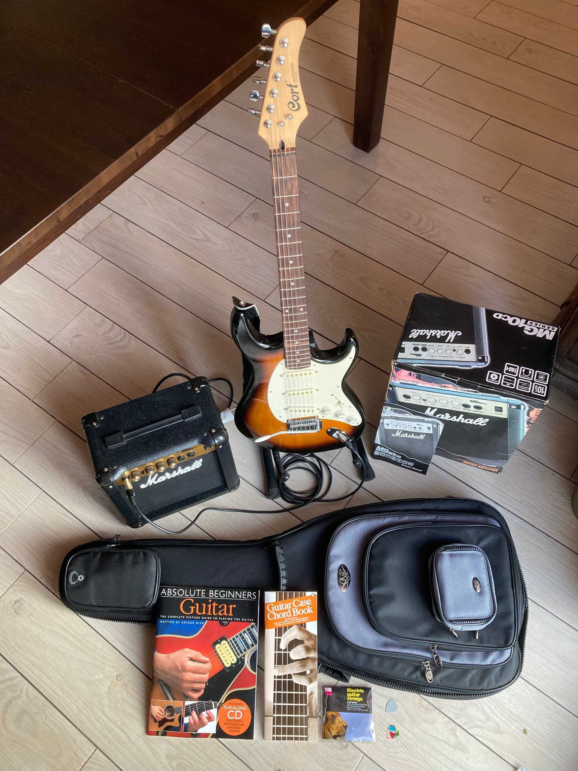 Gitara elektryczna Cort + Marshall + stojak + pokrowiec - idealny stan