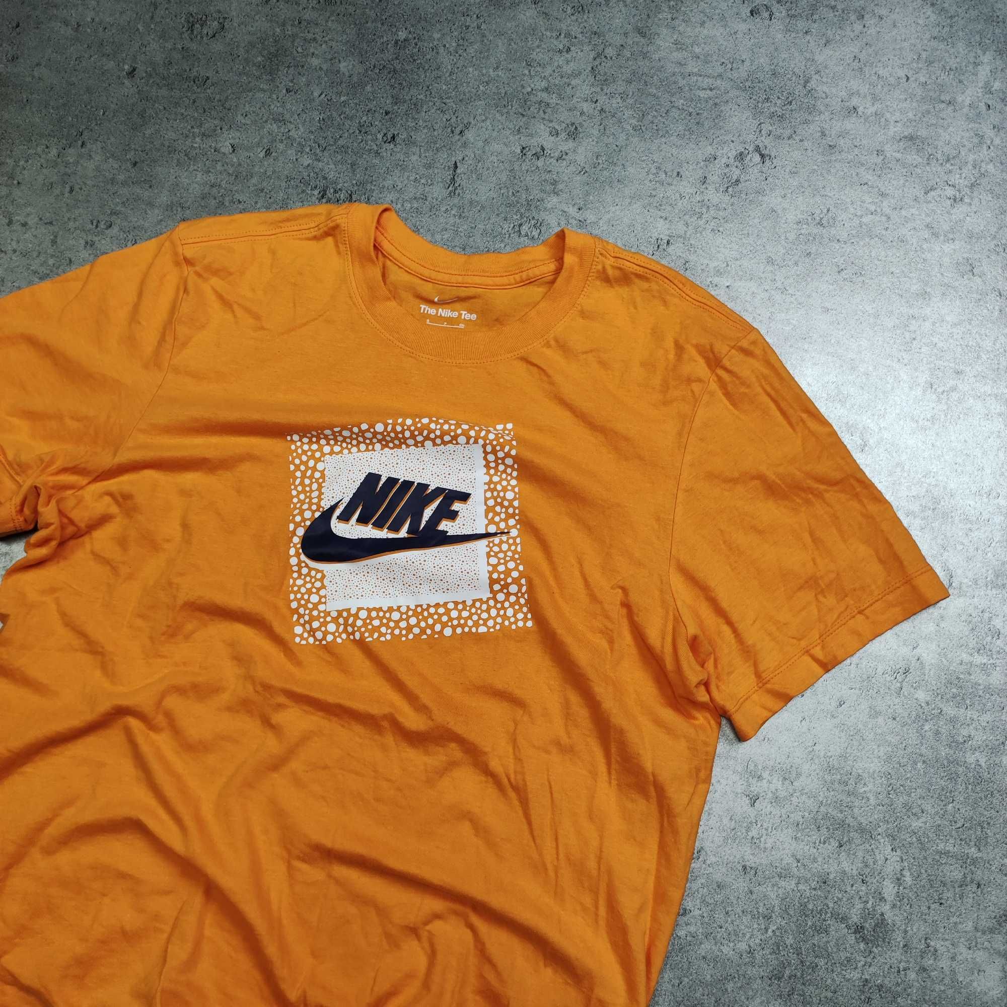 MĘSKA Koszulka Bawelna Nike AIR Nadruk Logo Pomarańczowa Sportowa