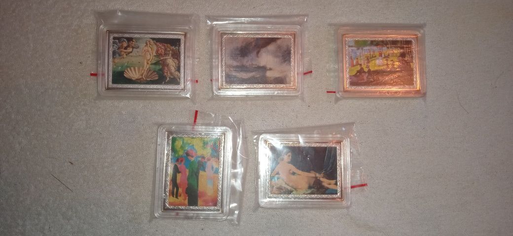 Monety Arcydzieła Malarstwa Światowego 10 Francs Kolekcjonerskie 5sztu