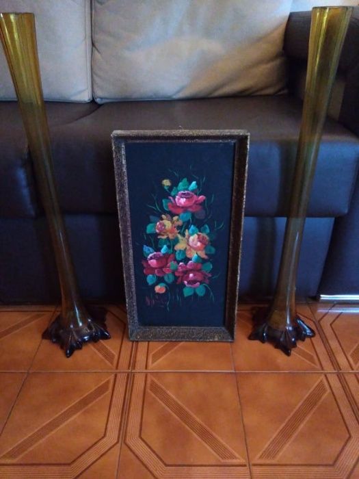 conjunto solitários + quadro pintado óleo