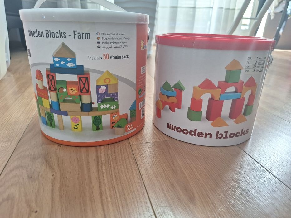 Klocki drewniane w pudełku 2 sztuki