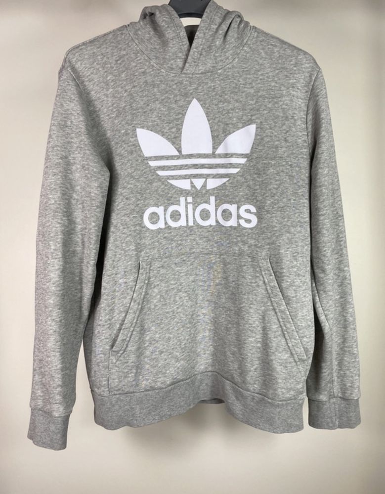 Szara Bluza Hoodie Boxy Grey Y2k Aesthetic Adidas Originals Treofil S