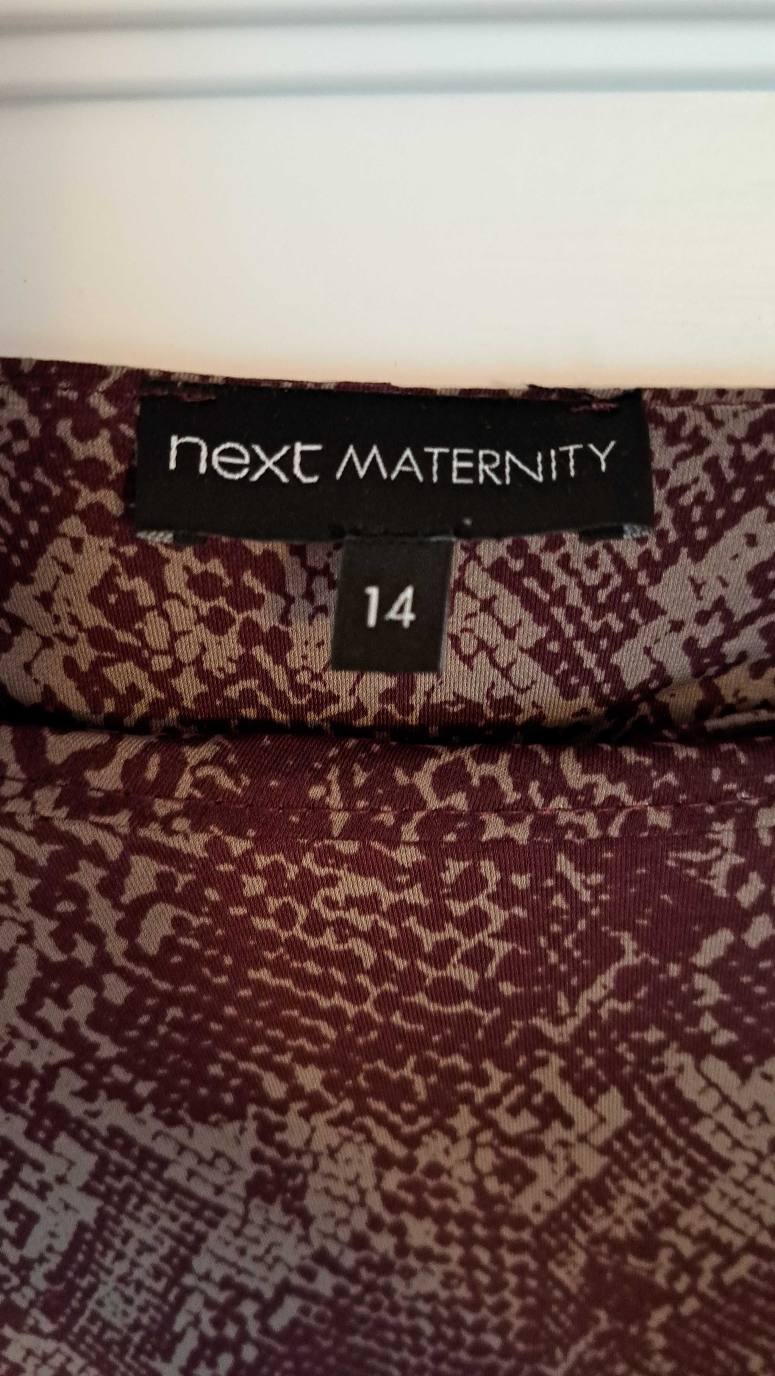 Sukienka Next Maternity rozmiar 42/uk14 brązowo stalowy print