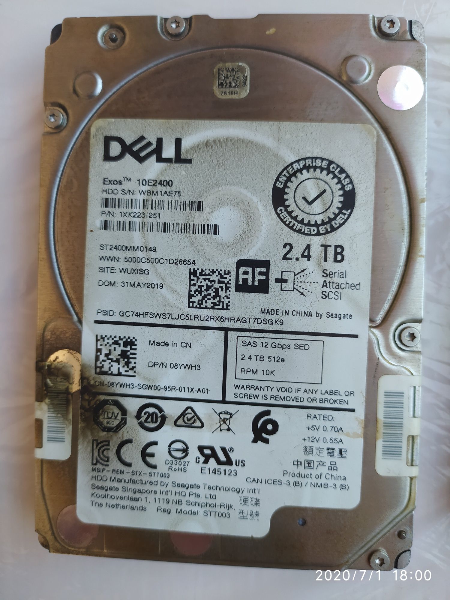 Серверное железо HDD Dell SAS 2400 Gb 10k 12Gbps 512e