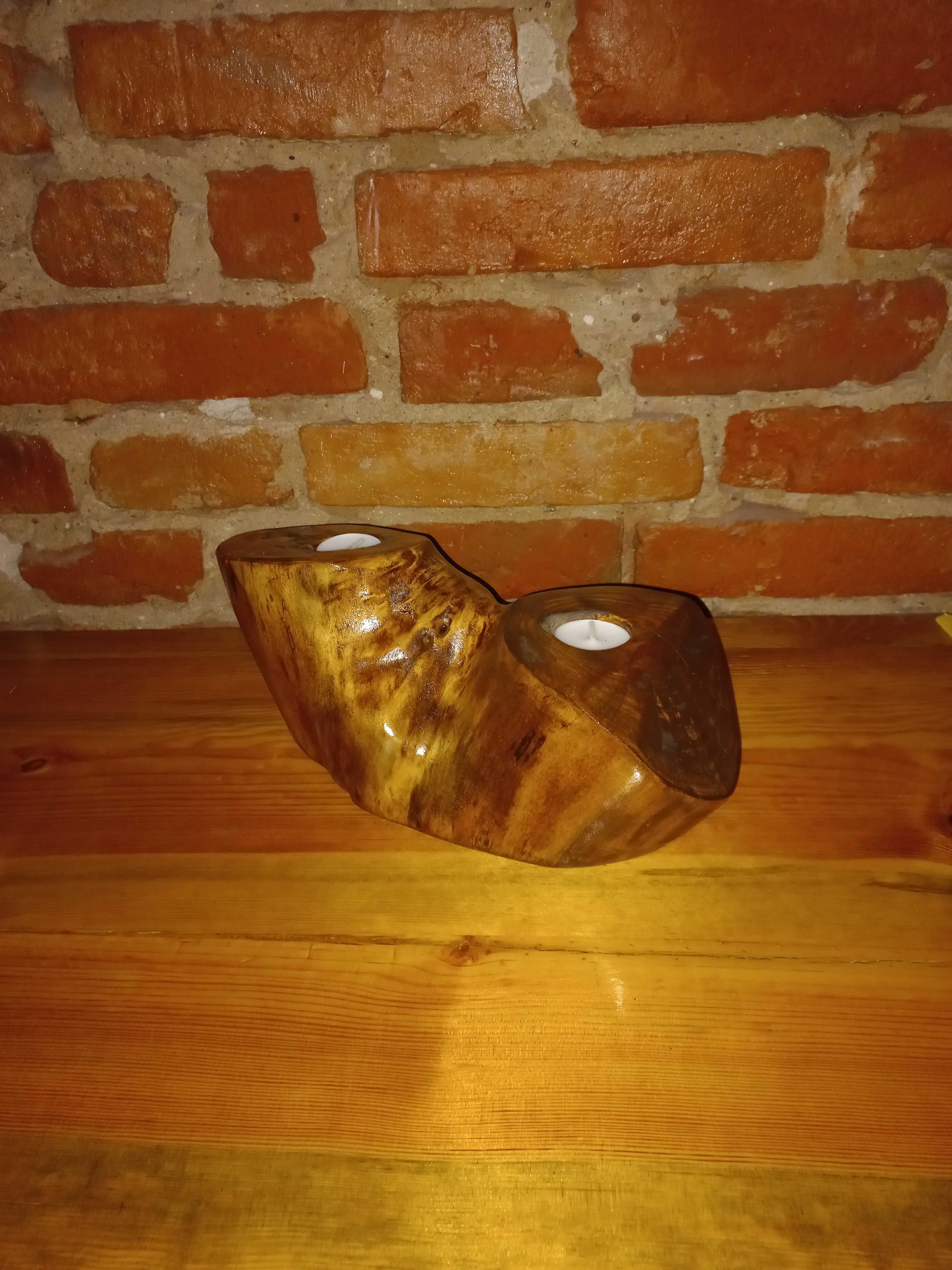 Świecznik drewniany, loft
