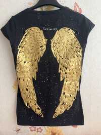 Женская футболка с золотыми крыльями, размер М