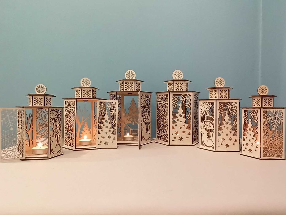 Lampion z motywem świątecznym 21.5 cm