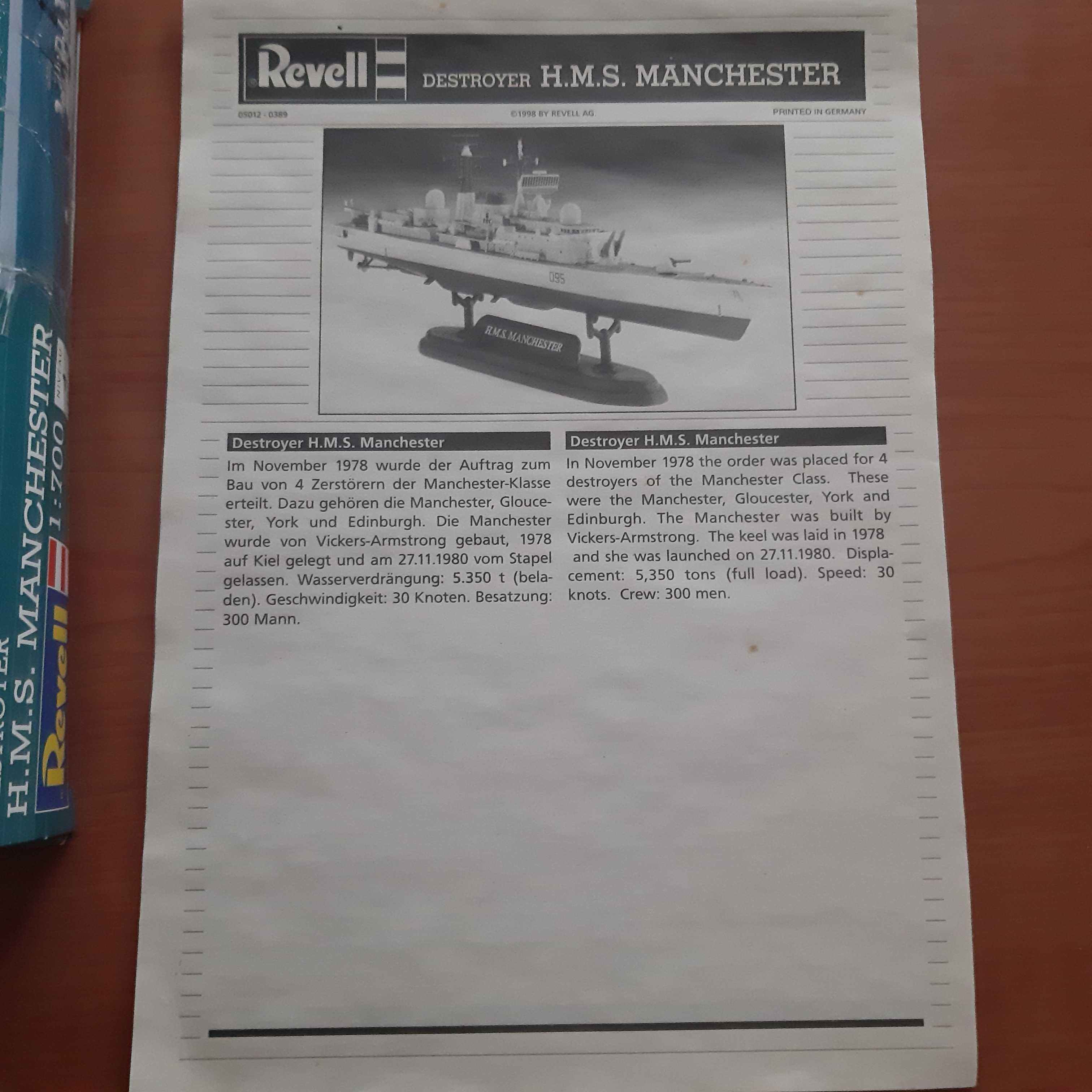 Revell 05912 1:700 Destroyer HMS H.M.S Manchester Vintage 1998