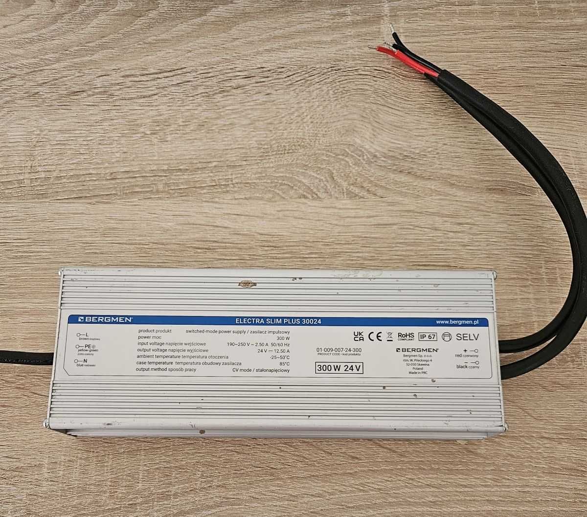 Zasilacz Bergmen Electra Slim Plus 30024, 300W 24VDC 12,5A IP67