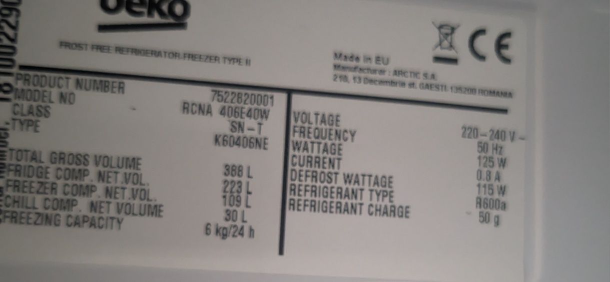 Wyświetlacz lodówki Beko RCNA406E40W