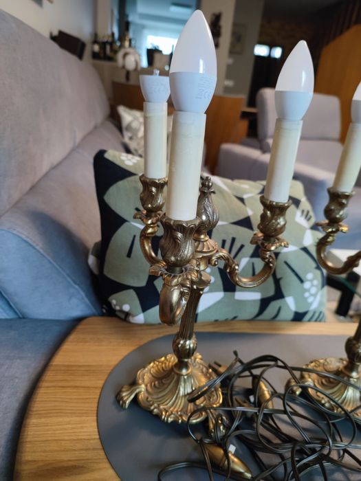 Para świeczników elektrycznych z brązu