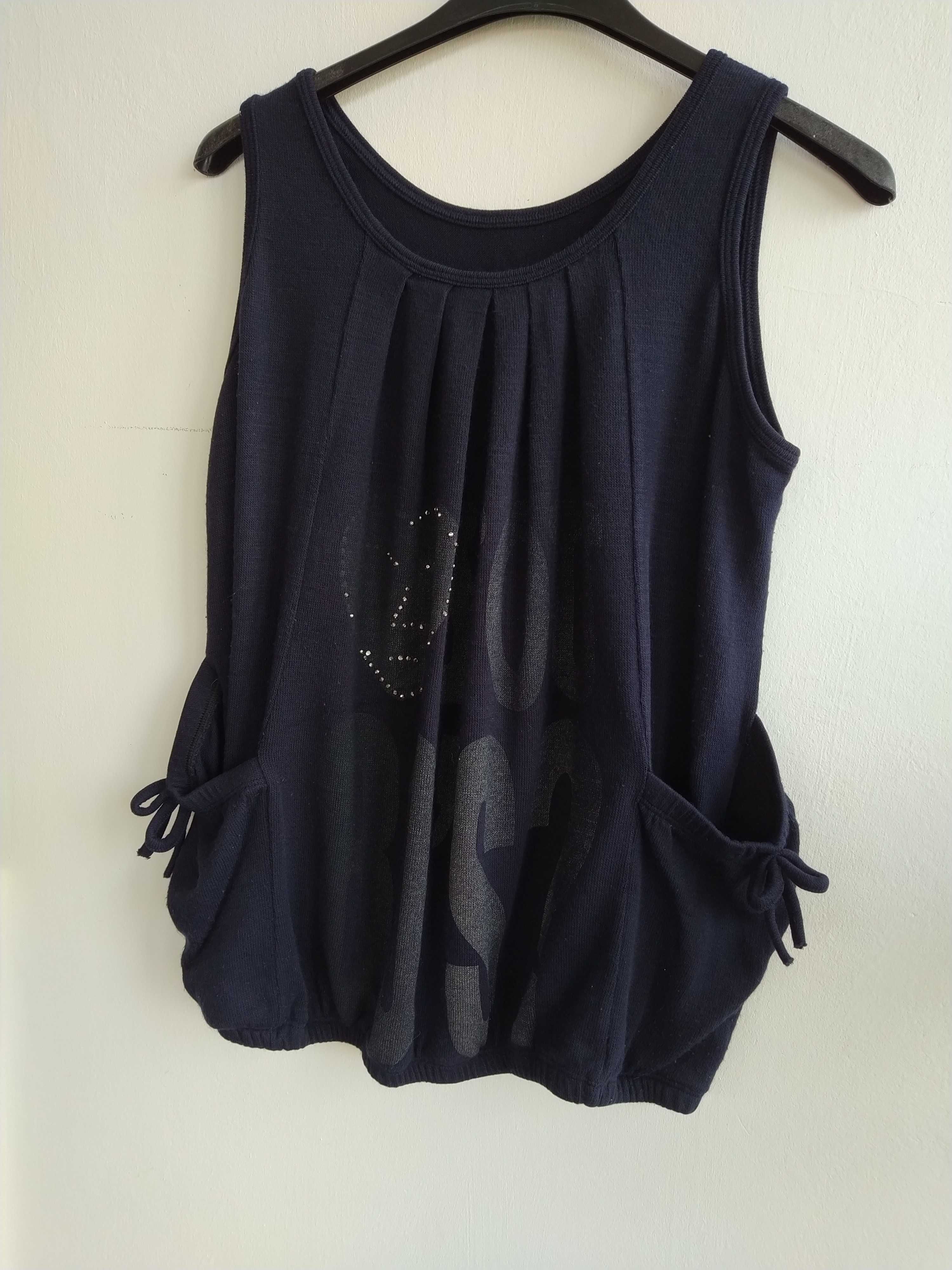 Top / camisola azul com brilhantes - Tamanho L / XL