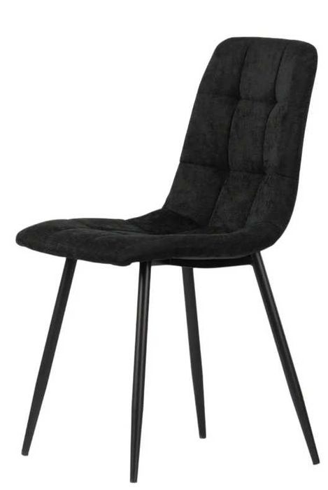 Krzesło nowoczesne tapicerowane Teddy do salonu czarne - wyprzedaż