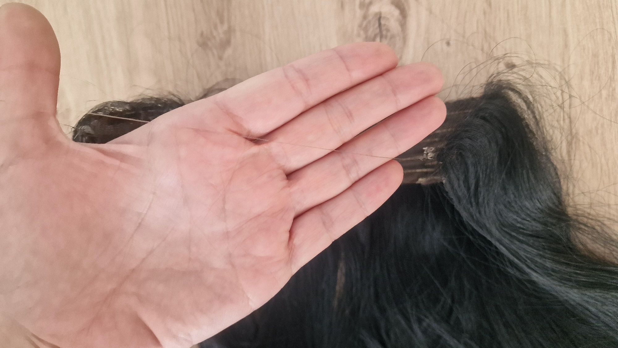 Czarne włosy naturalne hairband, hairtalk extensions na żyłce 40 cm