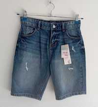 Primark szorty spodenki jeansowe z efektem znoszenia 164