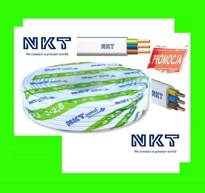 Przewód NKT Instal Plus YDYp Kabel 3x2,5m,3x1,5 100MB YDY Płaski.