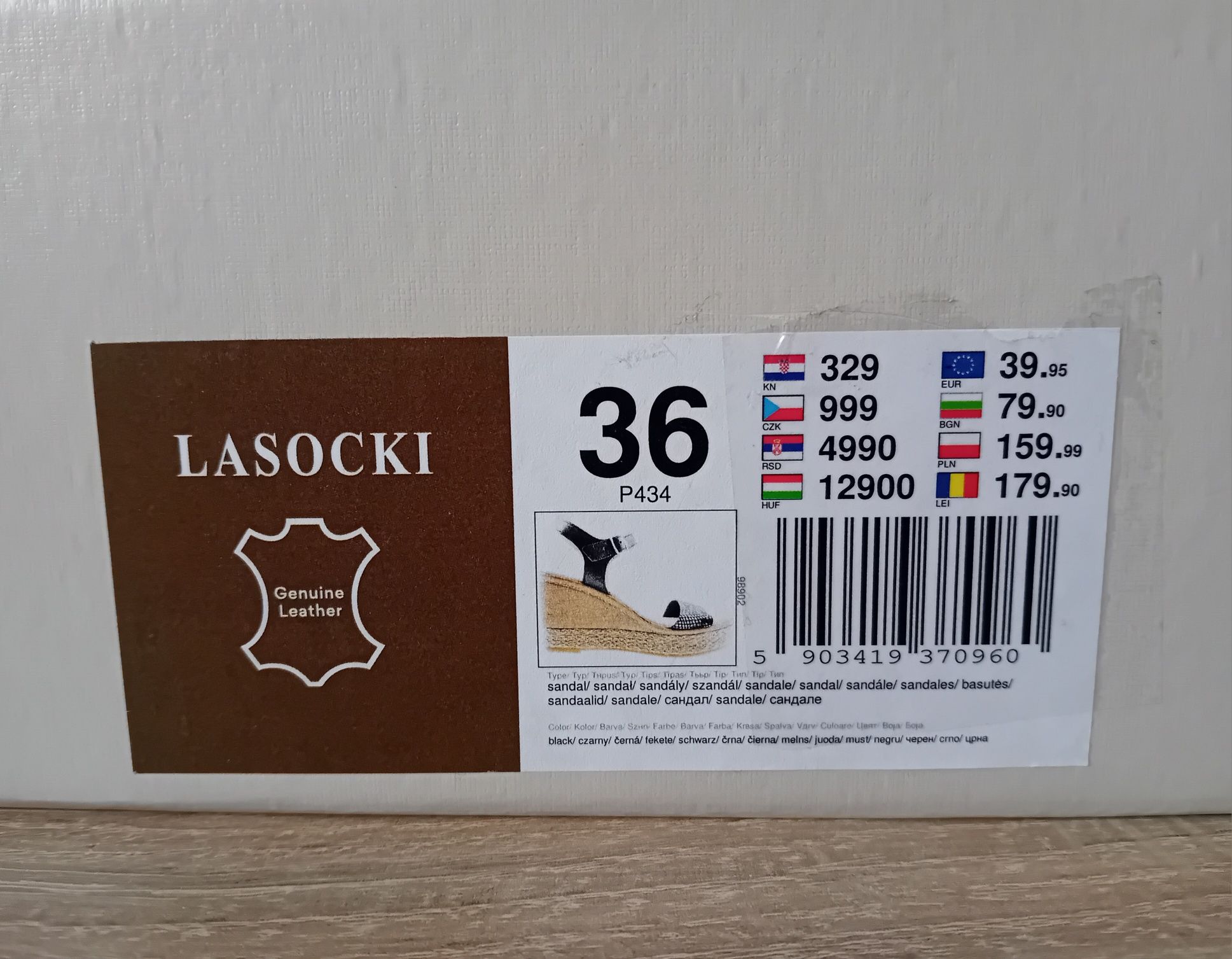 Lasocki sandały na koturnie czarne r. 36