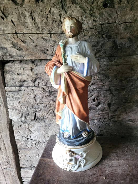 Stara biskwitowa figura Święty Józef porcelana Andenne