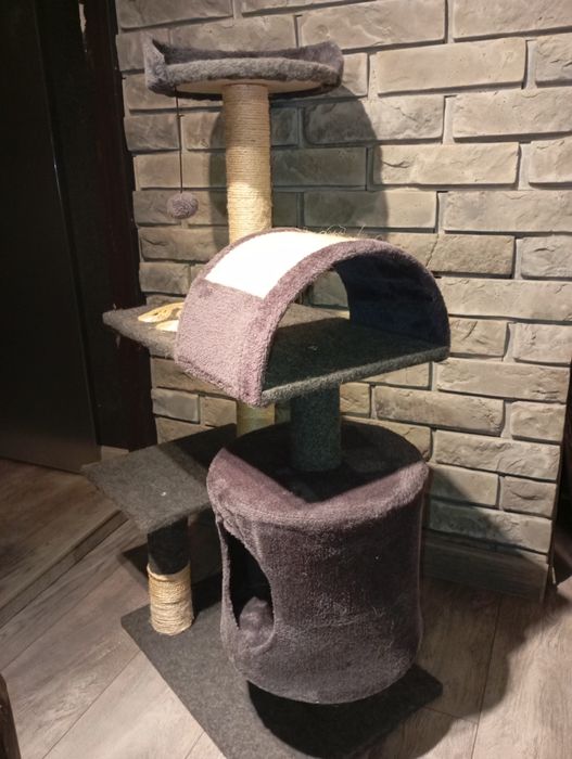 Duży drapak, wieża dla kota, budka, legowisko 103cm grafitowy