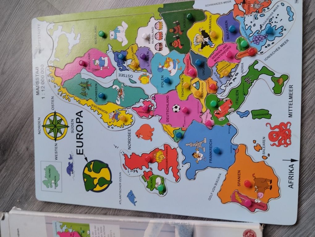 Пазл,вкладыш, деревянный, карта Европы от ТСМ