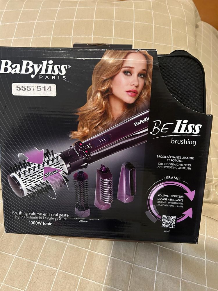 Babyliss - Escova secadora, alisadora rotativa