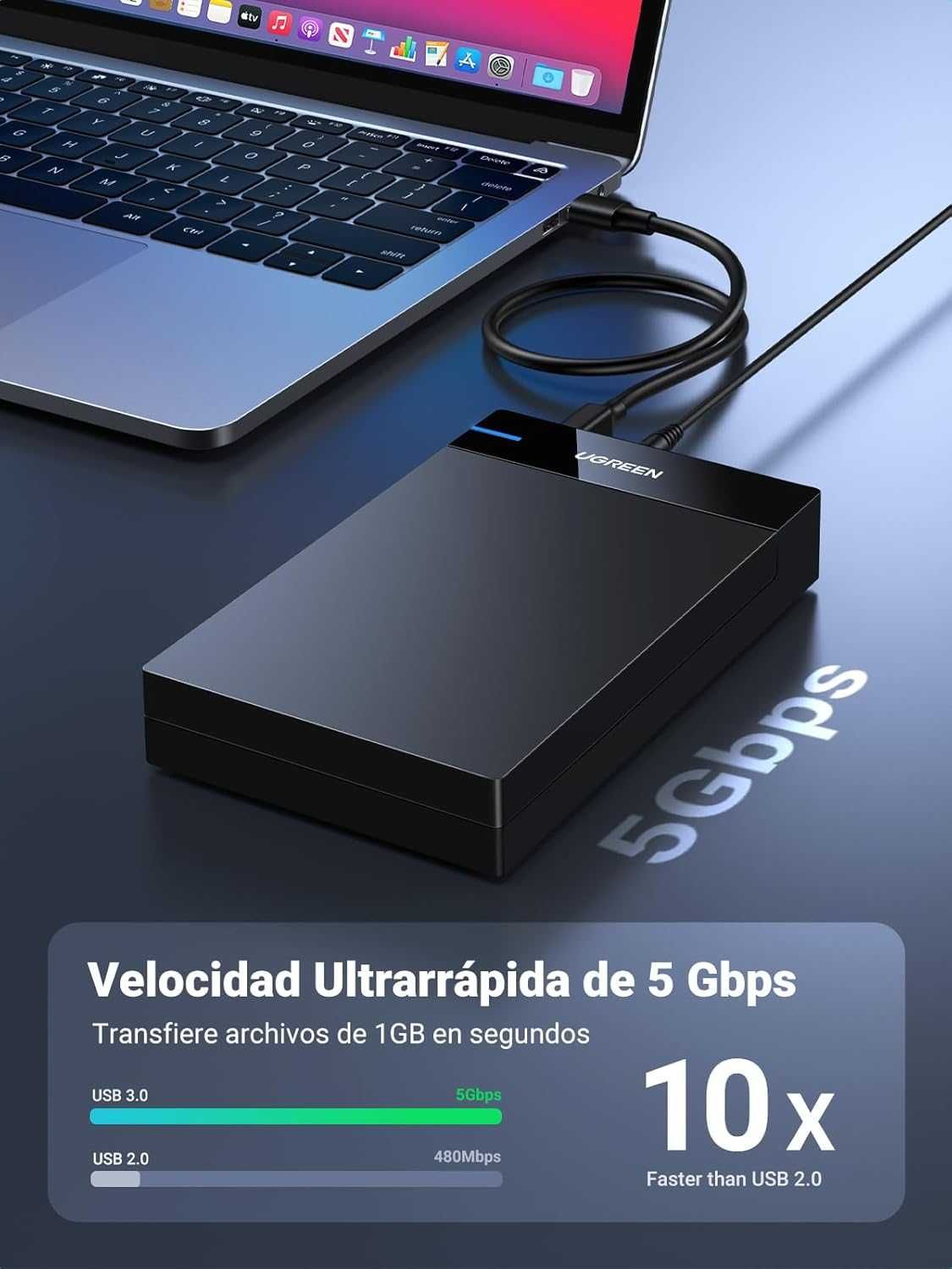 Caixa Disco Externo HDD SSD 2,5" ou 3,5" USB UGREEN