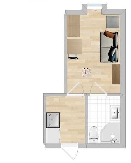Młynarska 9, słoneczna kawalerka, 17 m² niedaleko Placu Kościelnego