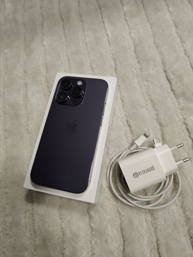 APPLE iPhone 14 Pro 256GB, Purpura, Jak Nowy, Bateria 100%, Zamienie