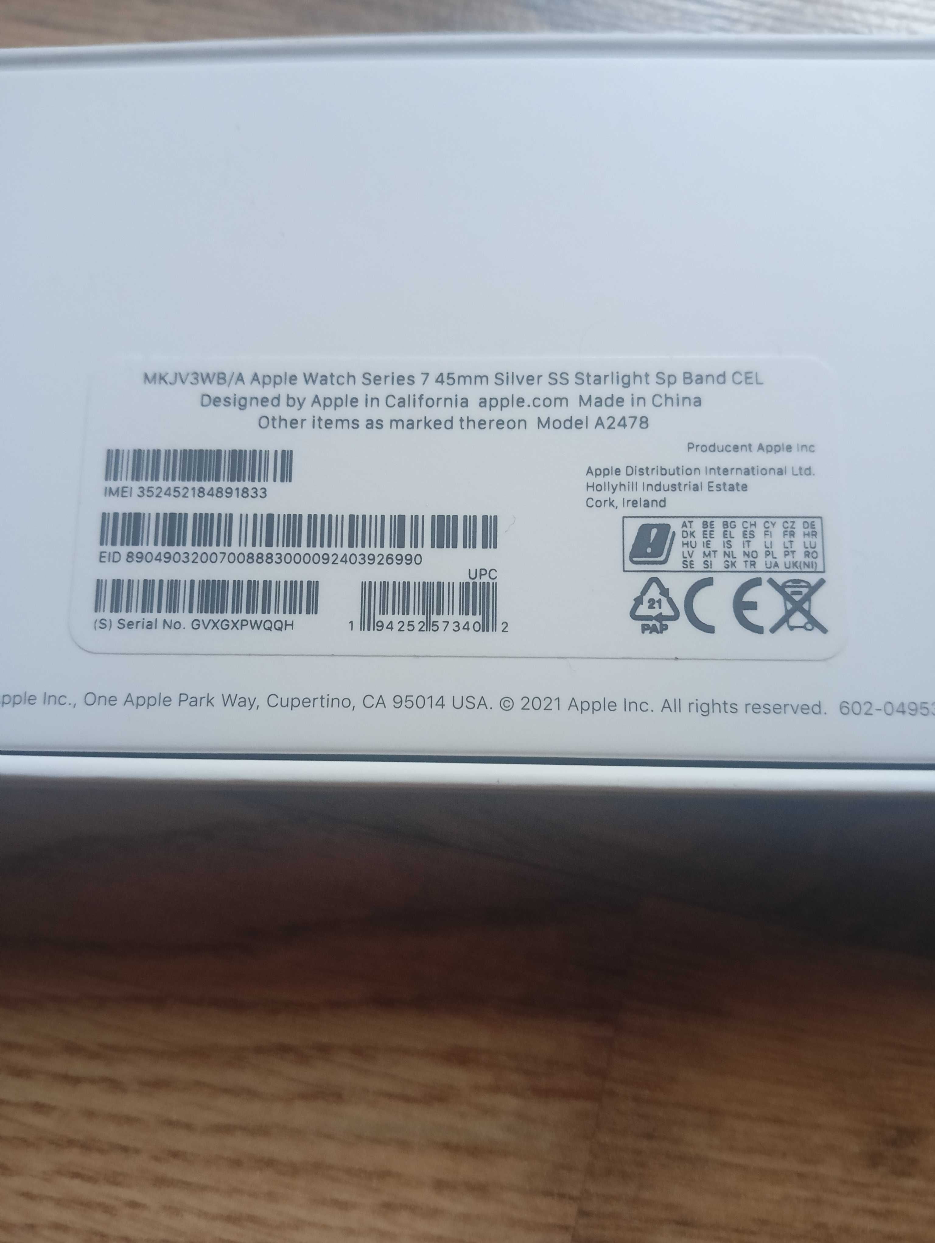APPLE Watch 7 GPS + Cellular 45mm nowy oryginalny