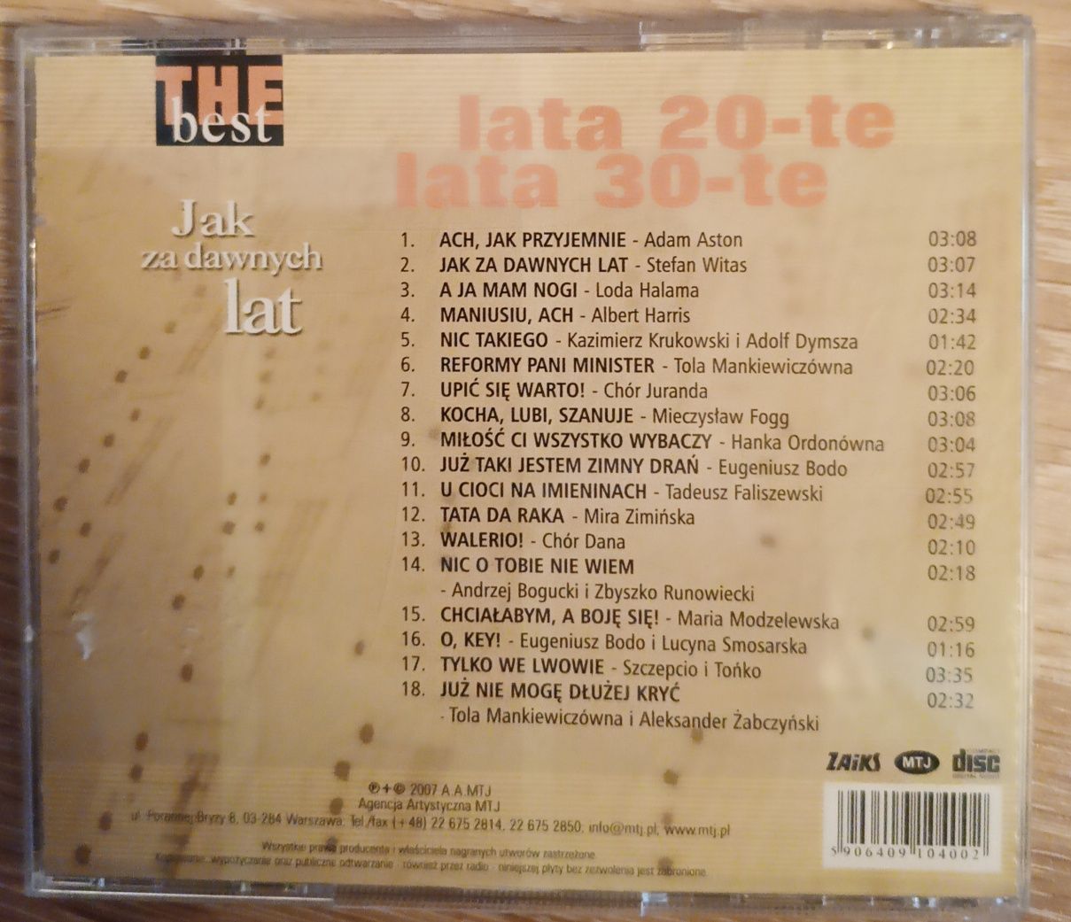 Jak za dawnych lat lata 20-te lata 30-te CD