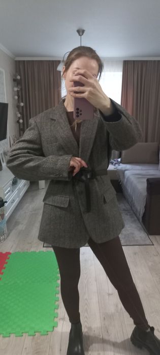 Вінтажний, оригінальний твідовий жакет- пальто