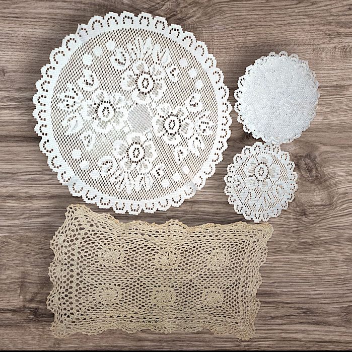 Serwetki serwety koronkowa ażurowa koronkowa podkładka PRL stara