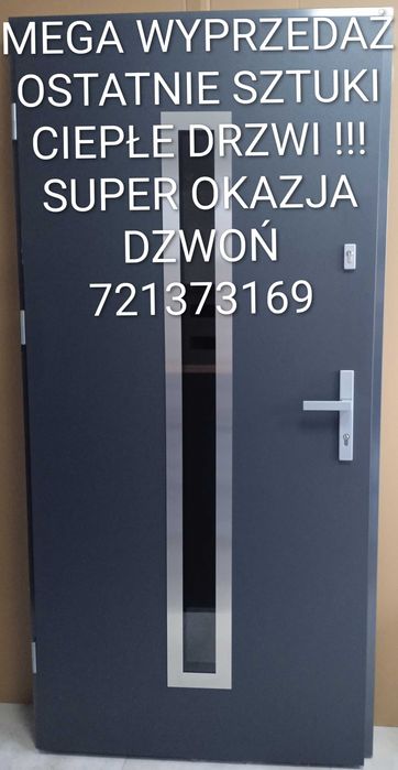 Drzwi zewnętrzne 90 z ciepłą ościeżnicą antracyt prawe / DUŻY WYBÓR /