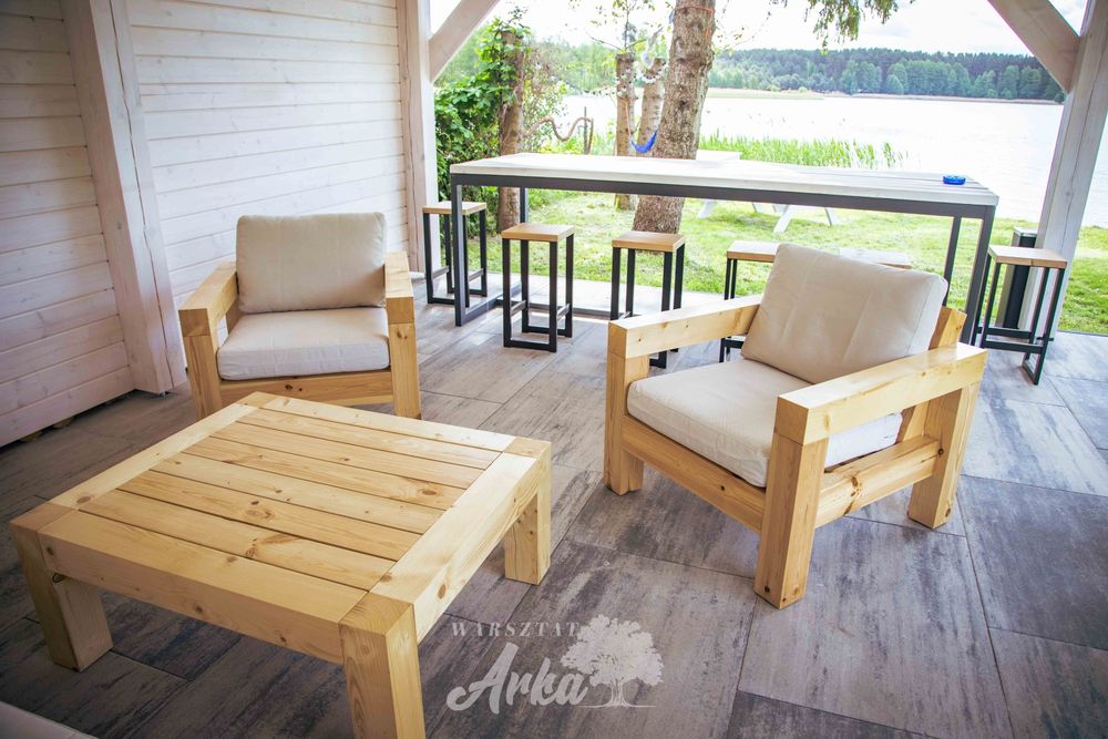 Sofa, fotel, stół, meble ogrodowe