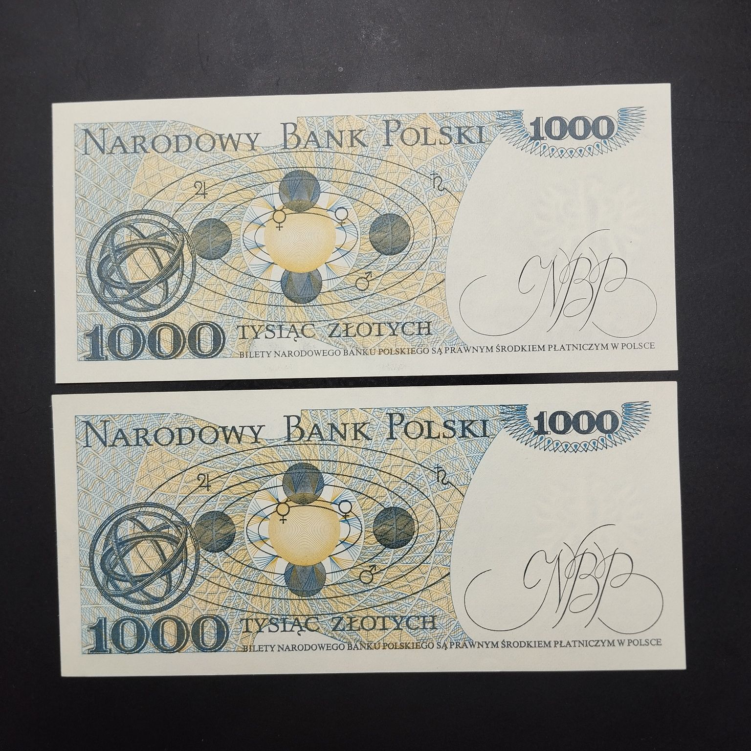 2 x Banknoty PRL 1000 zł 1 czerwca 1982 -1 seria KD KH (L0 Pospolita)